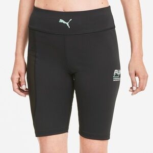 Puma Evide Biker Shorts High Rise Waist Mesh Mid Thigh Length Black Size  XS